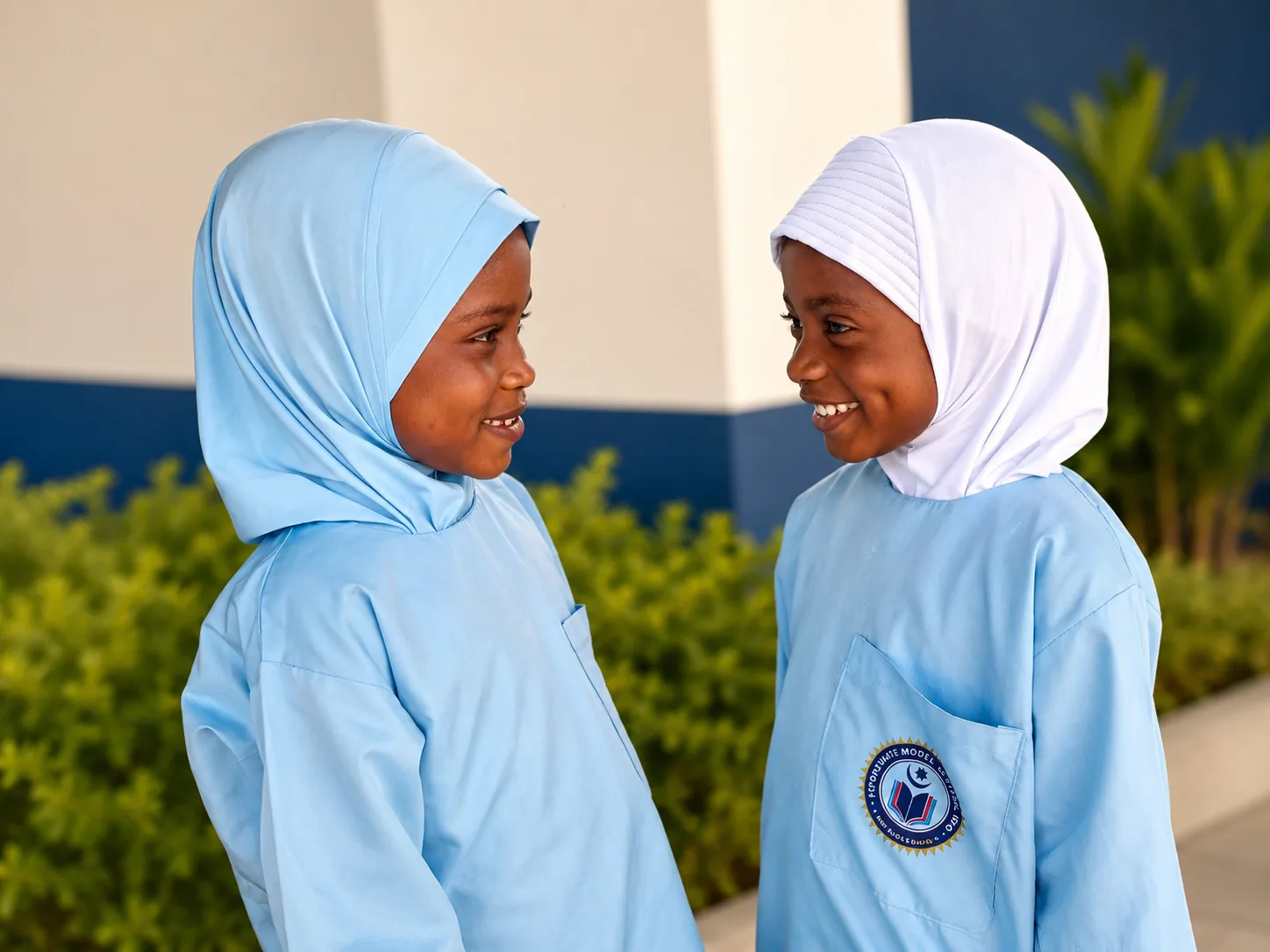 Fortunate Model School pupils smiling together